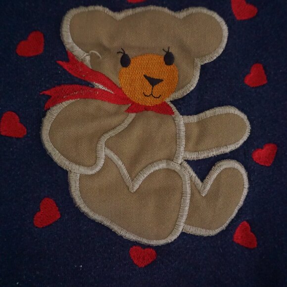 Vintage Alpine Express Navy Teddy Bear Heart Sweatshirt Cabincore Retro XL - Picture 8 of 9